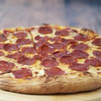 Pepperoni Pizza · Organic tomato sauce, part-skim mozzarella and natural pepperoni.