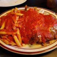 Family Style Meal Chicken Parm with Penne · 