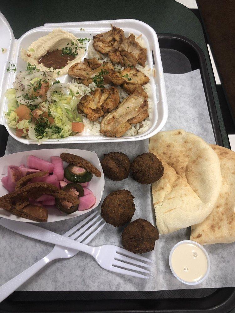 Chicken Kabob Plate · Grilled chicken kebabs packed with flavor from Mediterranean spices like thyme, andplus a garlic-lime marinade. Served with pita and hummus.and salad