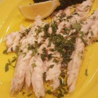 Branzino · Grilled mediterranean sea bass, deboned
Note that we cook our fish fresh so this item will t...