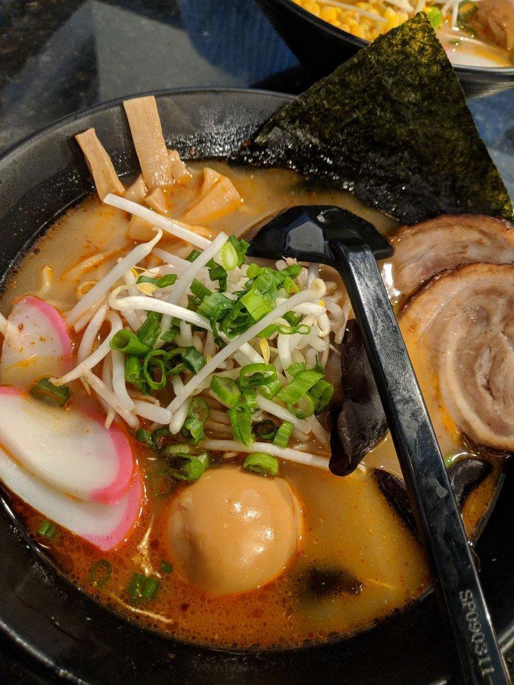 Shoyu Ramen · Roasted pork, boiled egg, kikurage mushroom, bamboo shoots, green onion, sprouts and fish cake.