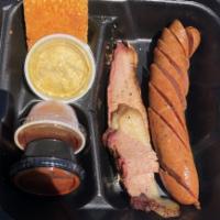 2 Meat Combo · Any combination of chicken, pulled pork, or sausage. Substitute ribs for any one selection f...