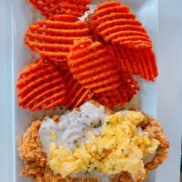 Chicken Fried Steak · tender steak, scratch-made country gravy, 2 eggs, and choice of potato and toast