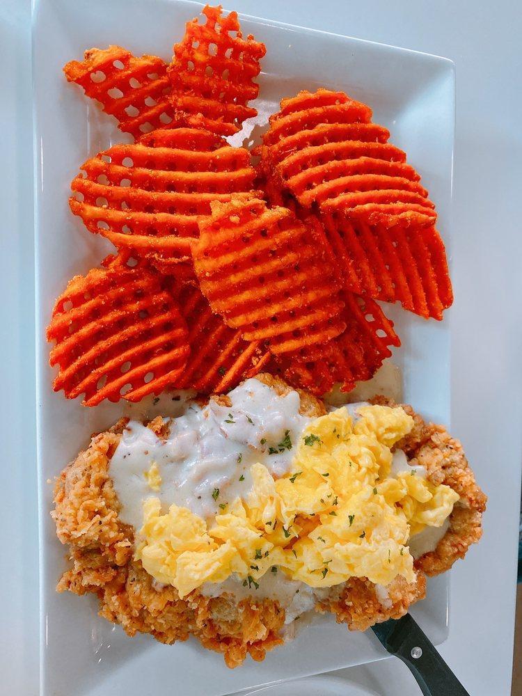 Chicken Fried Steak · tender steak, scratch-made country gravy, 2 eggs, and choice of potato and toast