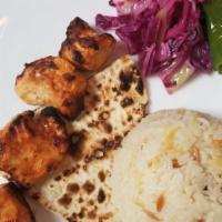 Chicken Shish · Char-grilled tender cubes of marinated chicken.