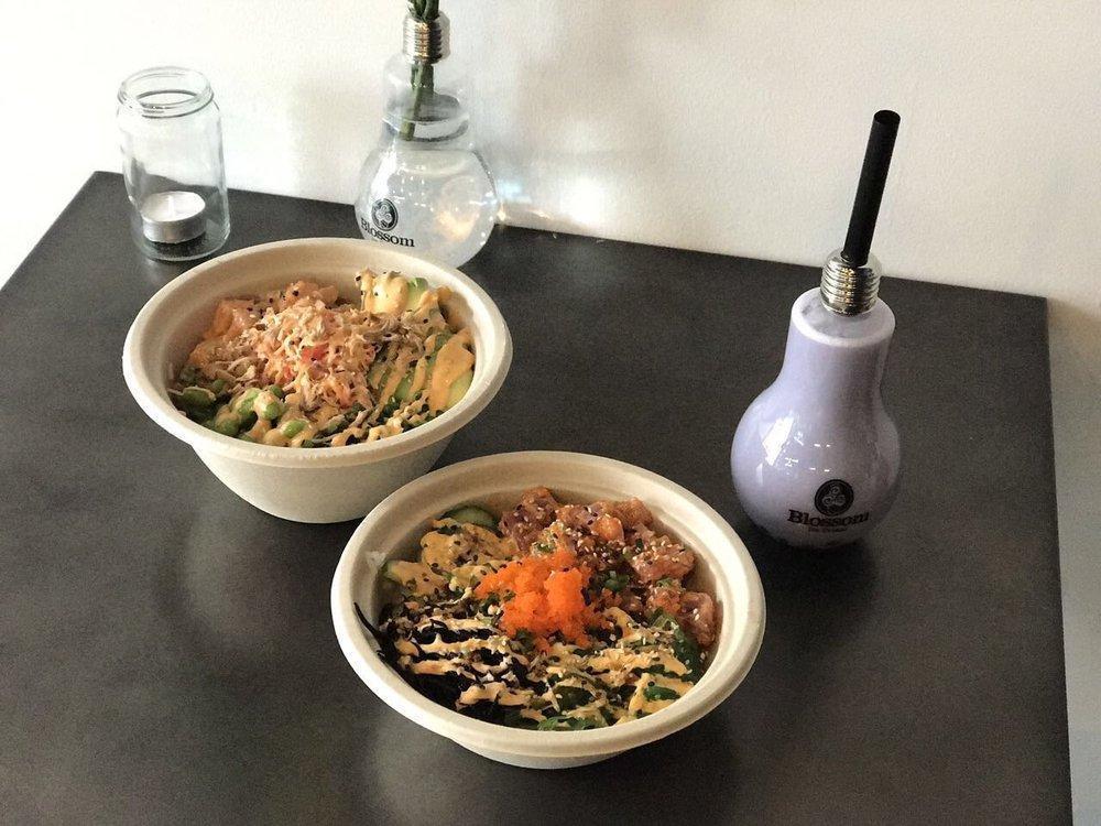 Ahi Tuna Bowl · Tuna, cucumber, Hjiki seaweed, green onion, sweet onion seaweed salad, masago, furikake, wasabi shoyu or spicy mayo.