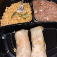 Mini Burritos · Three mini-sized burritos filled with beans, cheese, lettuce, tomatoes and choice of savory ...
