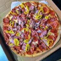 Meat Lovers Pizza · Pepperoni, ham, turkey bacon and sausage.