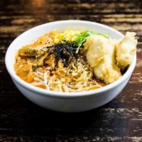 Kimchi Ramen · Inspiration from Korean soup, a rich earthy soup, redolent of garlic and chili topped with k...