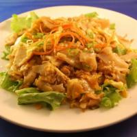 Dinner Kua Noodles · Stir fried fresh wide rice noodles, egg and chopped scallion in light soy sauce.