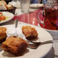 Baklava · Traditional Turkish dessert. Served as 3 pieces. Layer upon layer of thin pastry, filled wit...