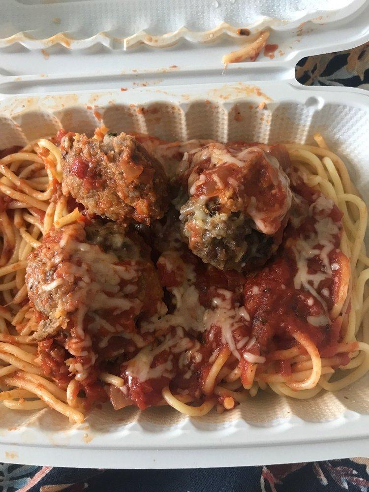 Meatball Spaghetti · Rich zesty Italian red sauce just like mama used to make. Served with homemade breadstick. Pasta cooked to order.