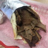 Gyro on Pita Sandwich · Hand-carved roast of mixed beef and lamb with house Z-sauce, tomato, onions and lettuce.