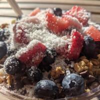 Sweet Tooth Acai Bowl · Chocolate PB (Peanut Butter) blend of acai, banana, cocoa powder, peanut butter and almond m...