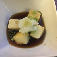 Agedashi Tofu · Fried tofu served with sauce and garnish.
