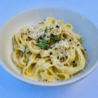 Tagliatelle · asiago, parmesan, butter, cracked pepper, parsley
