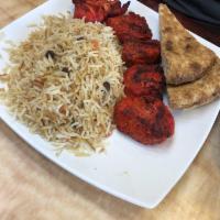 Chicken Tikka Kabob · Boneless chicken cubes marinated in spices and yoghurt then grilled on charcoal grill. Serve...