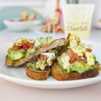 Avocado Toast · Noble Country Bread / Olive Oil and Lime Mashed Avocado / Diced Hard Boiled Egg / Heirloom T...