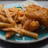 Traditional Fish and Chips · Fried battered fish, french fries, side of tartar sauce and homemade coleslaw