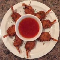 Coconut Shrimp · Sweet chili dipping sauce.