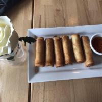 Crispy Spring Roll · Deep fried vegetables spring roll served with sweet and sour sauce.