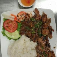Special Rice Platter · Special rice platter with grilled beef, pork, chicken, and shrimps.