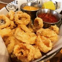 Fried Calamari · Comes with Figaro & Marinara Sauce.