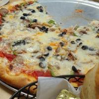 Supreme Pizza · Meatball, Italian sausage, pepperoni, onions, mushrooms, green peppers, black olives and gar...