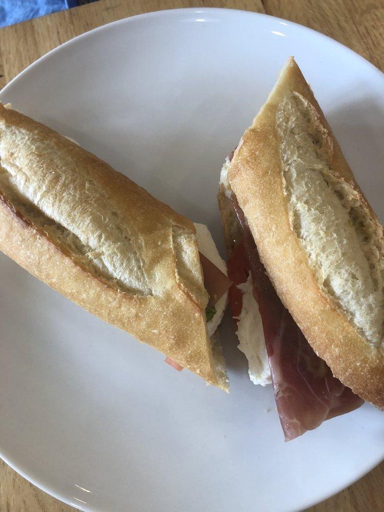Portofino Sandwich · Prosciutto, tomato, fresh mozzarella, basil, olive oil, balsamic, and on a baguette.