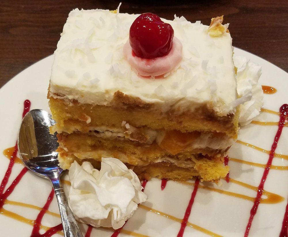Tres Leches · Sponge cake soaked in 3 kinds of milk: Condensed milk, evaporated milk, and heavy milk.