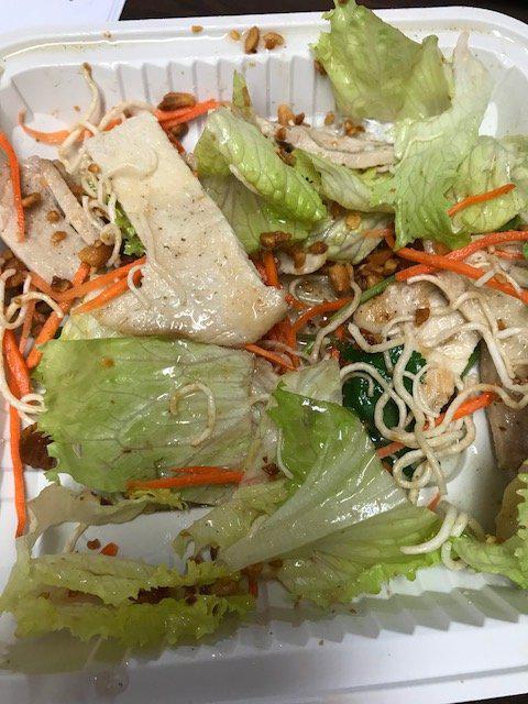 Chinese Chicken Salad · Peanut and crispy rice noodle.