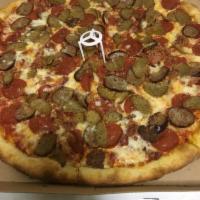 Meat Lovers Pie · Meatballs, sausage, pepperoni and bacon.