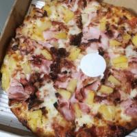Hawaiian Pizza · Pineapple, bacon and ham.