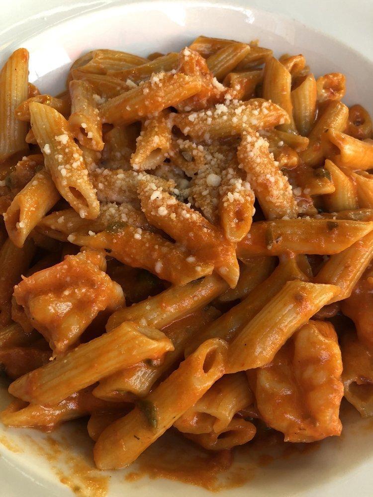 Penne Vodka · Fresh, homemade penne pasta, in a light tomato cream sauce with capers, shallots and a hint of vodka