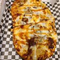 Pineapple Express Pizza · Pulled pork, bacon, pineapples, red onion, mozzarella, barbecue sauce.