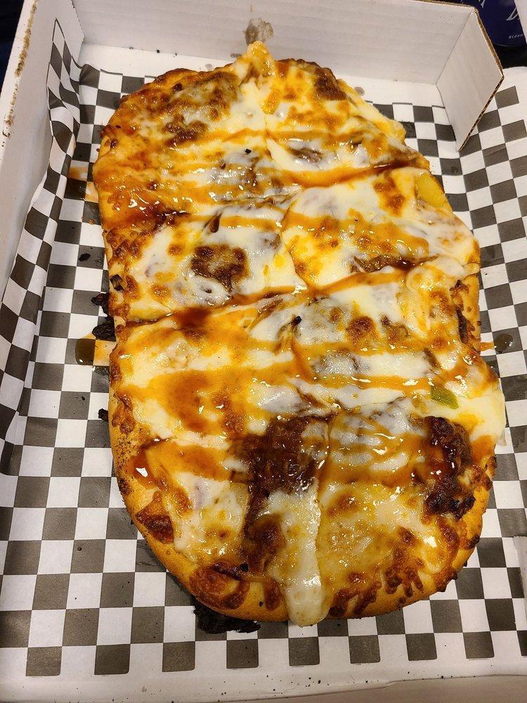 Pineapple Express Pizza · Pulled pork, bacon, pineapples, red onion, mozzarella, barbecue sauce.
