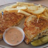 Lancer's Original Tuna Melt Sandwich · Lancer’s original tuna melt all white albacore tuna salad topped with melted cheese on grill...