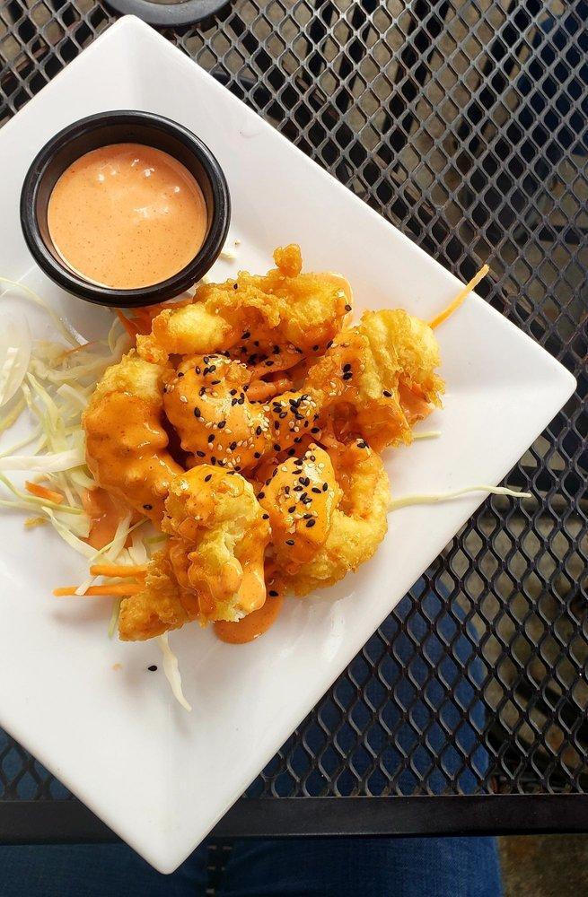 Bang Bang Shrimp · 5 pieces. Lightly breaded shrimp tossed in a sweet and spicy yum yum sauce.