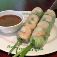 Fresh Spring Rolls · Vietnamese fresh spring rolls with noodles, lettuce, fragrant herbs and bean sprout.