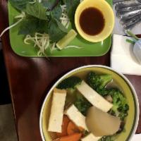 Large Vegetarian Pho · Vegetarian broth with vegetable medley and noodles.