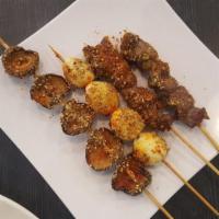 Beef Skewer · Grilled meat that has been cooked on a skewer. 