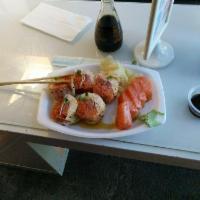 Protein Roll · 5 piece roll. Salmon, tuna, albacore, spicy tuna, crab wrapped in soy paper (no rice) on top...