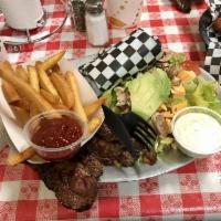 Carne Asada Plate · Seasoned grille Angus steak served with pico de gallo, fries, salad and tortillas. 