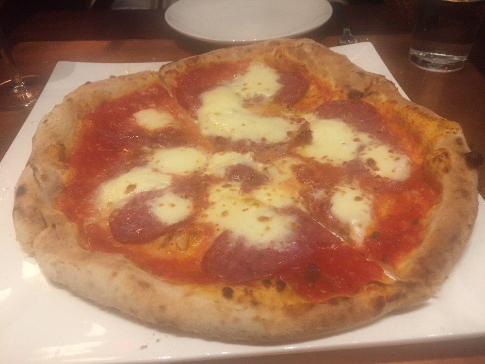 Antico Borgo Pizza · Imported mozzarella, San Marzano tomato sauce, Italian pancetta, oregano, garlic and fresh basil.