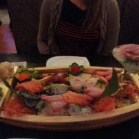 Sushi Boat for 2 · 16 pieces of sushi and 3 rolls: California roll, Alaska roll and spicy tuna roll. Served wit...