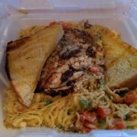 Blackened Chicken Pasta · Blackened chicken breast served with your choice of cream sauce or olive oil on a bed of ang...