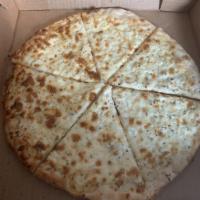 White Pizza · Ricotta, pecorino Romano and mozzarella cheese and fresh garlic. No tomato sauce.