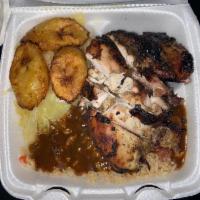 White Meat Jerk Chicken · Seasoned and marinated with authentic Jamaican spices and then grilled to perfection. Add sp...