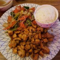 Teriyaki Chicken · hormone free chicken thigh meat with homemade teriyaki sauce