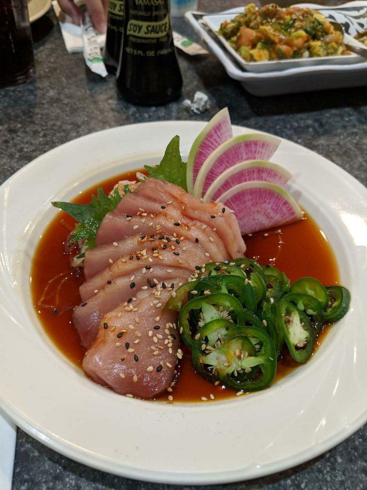 Pepperfin · 4 oz. shiro maguro with ponzu, hot chili oil and sesame seeds.